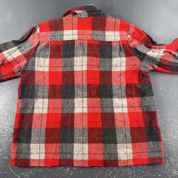 VTG Vic Gene Wool Flannel Shirt Women XL Red Black Plaid Midweight Button Up 60s - Picture 7 of 8